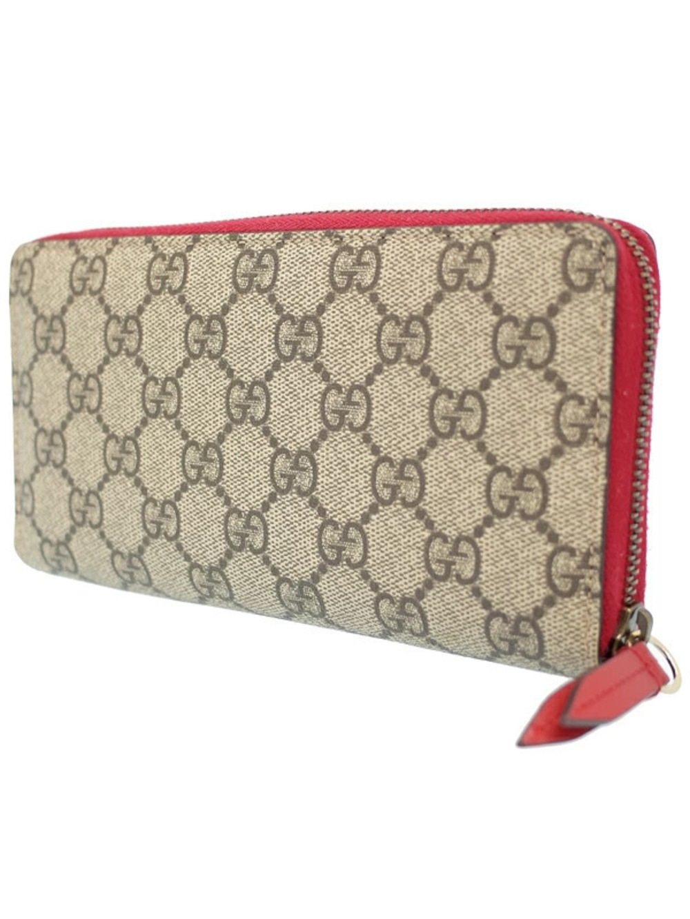 Gucci Supreme Zip Wallet GG Zipper Around Long Cherry Round